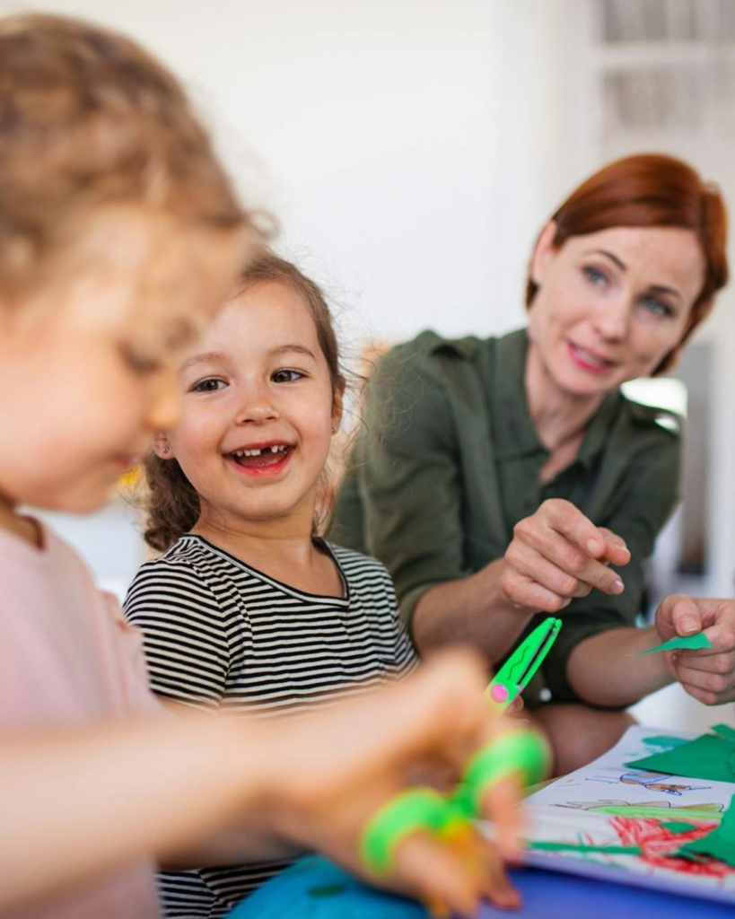 Mary Margaret Daycare and Learning Center preschool and pre-k children doing a classroom art activity